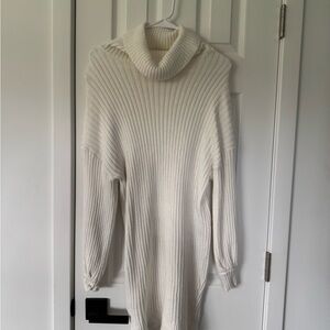 Chunky White Cowl Neck Sweater